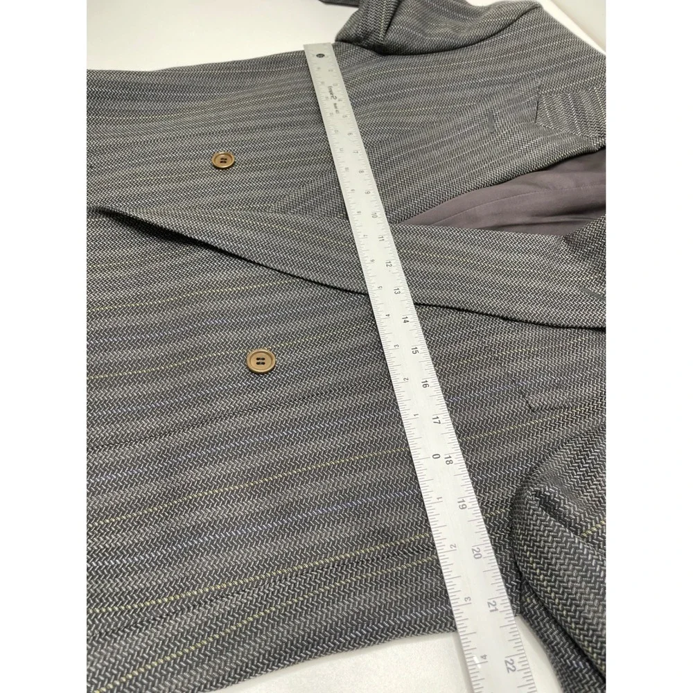 Vtg Lanvin Boutique Italy Wool Double Breasted‎ Blazer Suit Gray Mens Size 50